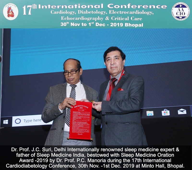 Sleep Medicine Oration Award 17th international cardiology conference 2019 Bhopal